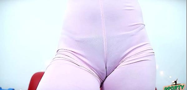  Petite Latina Has Puffy Cameltoe and a Round Ass in Tight Lycra Spandex Suit